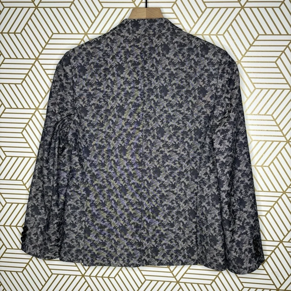 Lauren Ralph Lauren Boys Navy Camo Patterned Blazer 12R 2 Button Preppy Classic